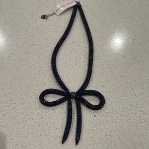Betsey Johnson Swarovski mesh ribbon bow Elegant Blue Red black multi Necklace